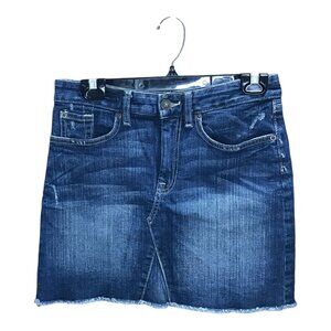 Gap Blue Denim Skirt‎  with Fringe Along Bottom Womens Size 2